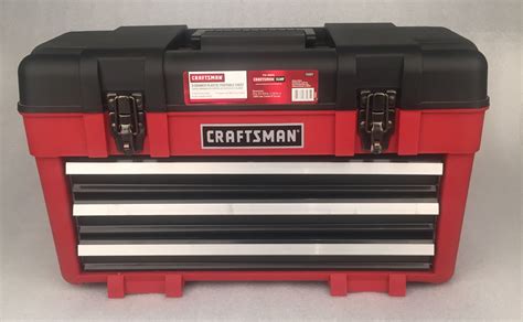 craftsman grey metal tool box with sliding drawers|3 drawer portable tool chest.